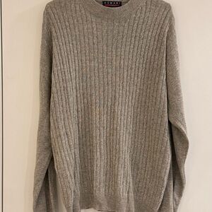 Domani Cashmere Blend Cable Knit Crewneck Sweater Gray Men’s Size L
